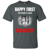 Happy First Fathers Day Daddy - funny T-Shirt - TEEEVER - Dark Heather / S- Short Sleeve -TeeEver.com