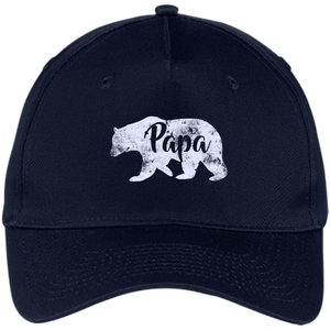Men's Papa Bear - Awesome Camping Father's - Five Panel Twill Cap - Navy / One Size- Hats -TeeEver.com