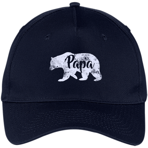 Men's Papa Bear - Awesome Camping Father's - Five Panel Twill Cap - Navy / One Size- Hats -TeeEver.com