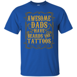 Awesome Dads Have Tattoos and Beards Funny Beard T-Shirt - TEEEVER - Royal / S- T-Shirts -TeeEver.com