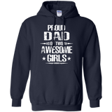 Proud Dad Of Two Awesome Girl - Gift for Dad Hoodie - TEEEVER - Navy / S- Hoodies -TeeEver.com