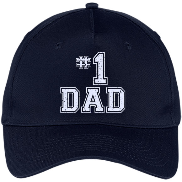 #1 Dad Number One Father's Day Vintage Style - Five Panel Twill Cap - Navy / One Size- Hats -TeeEver.com