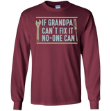 Mens If Grandpa Can't Fix It No-one Can - Father's Day Gift LS T-Shirt - Maroon / Small- T-Shirts -TeeEver.com