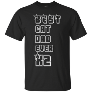 Best Cat Dad Ever X2 Funny - Gift For Father's Day T-Shirt - TEEEVER - Black / S- Short Sleeve -TeeEver.com