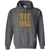 Awesome Dads Have Tattoos and Beards Funny Beard Hoodie - TEEEVER - Dark Heather / S- Sweatshirts -TeeEver.com