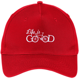 Life is Good Shirt Bicycle - Five Panel Twill Cap - Red / One Size- Hats -TeeEver.com