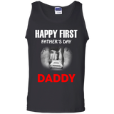 Happy First Fathers Day Daddy - funny Tank Top - TEEEVER - Black / S- Sleeveless -TeeEver.com