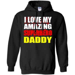 Fathers Day - For Kids I Love My Amazing Superhero Daddy Hoodie - TEEEVER - Black / S- Sweatshirts -TeeEver.com