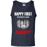 Happy First Fathers Day Daddy - funny Tank Top - TEEEVER - Navy / S- Sleeveless -TeeEver.com