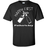 happy-first-father's-day Custom Ultra Cotton T-Shirt - Black / S- Short Sleeve -TeeEver.com