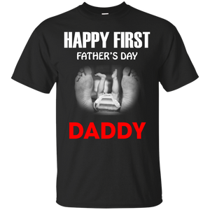 Happy First Fathers Day Daddy - funny T-Shirt - TEEEVER - Black / S- Short Sleeve -TeeEver.com