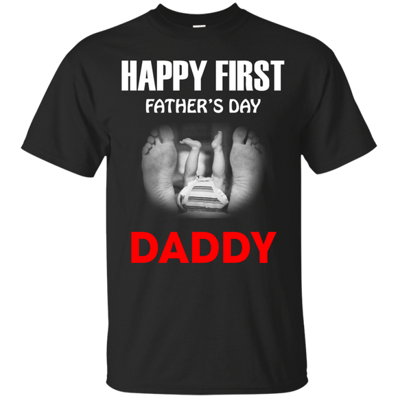 Happy First Fathers Day Daddy - funny T-Shirt - TEEEVER - Black / S- Short Sleeve -TeeEver.com