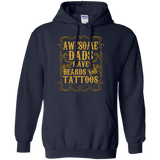 Awesome Dads Have Tattoos and Beards Funny Beard Hoodie - TEEEVER - Navy / S- Sweatshirts -TeeEver.com