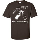 happy-first-father's-day Custom Ultra Cotton T-Shirt - Dark Chocolate / S- Short Sleeve -TeeEver.com