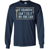 Mens If Grandpa Can't Fix It No-one Can - Father's Day Gift LS T-Shirt - Navy / Small- T-Shirts -TeeEver.com