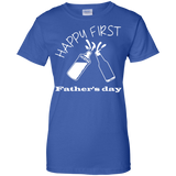 happy-first-father's-day Ladies Custom 100% Cotton T-Shirt - Royal / XS- Short Sleeve -TeeEver.com