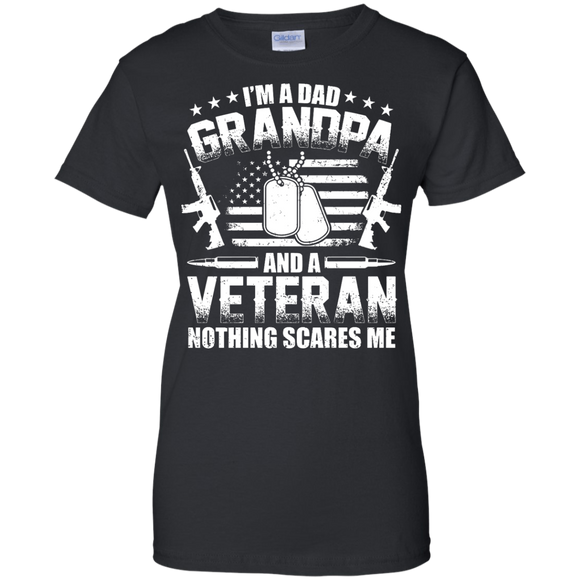 I'm A Dad Grandpa Veteran Father's Day Ladies' T-Shirt - Black / X-Small- T-Shirts -TeeEver.com