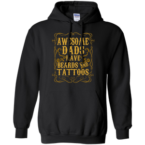 Awesome Dads Have Tattoos and Beards Funny Beard Hoodie - TEEEVER - Black / S- Sweatshirts -TeeEver.com