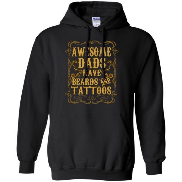 Awesome Dads Have Tattoos and Beards Funny Beard Hoodie - TEEEVER - Black / S- Sweatshirts -TeeEver.com