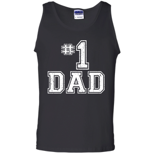 #1 Dad Number One Father's Day Vintage Style Tank Top - TEEEVER - Black / S- Sleeveless -TeeEver.com