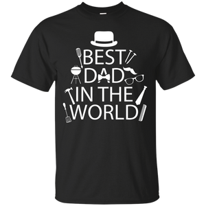 Best Dad In The World Fathers Day Tee BBQ Tools Hat T-Shirt - TEEEVER - Black / S- Short Sleeve -TeeEver.com