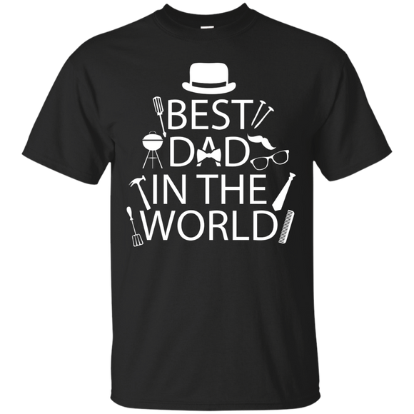 Best Dad In The World Fathers Day Tee BBQ Tools Hat T-Shirt - TEEEVER - Black / S- Short Sleeve -TeeEver.com