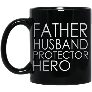 father's day - Father Husband Protector Hero - Mug - TEEEVER - Black 11 oz. Mug / Black / One Size- Apparel -TeeEver.com