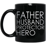 father's day - Father Husband Protector Hero - Mug - TEEEVER - Black 11 oz. Mug / Black / One Size- Apparel -TeeEver.com