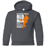 Mens Never Underestimate Old Man with Pickleball Paddle Youth Tshirt/LS/Sweatshirt/Hoodie