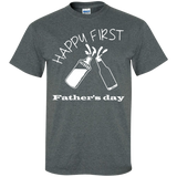 happy-first-father's-day Custom Ultra Cotton T-Shirt - Dark Heather / S- Short Sleeve -TeeEver.com