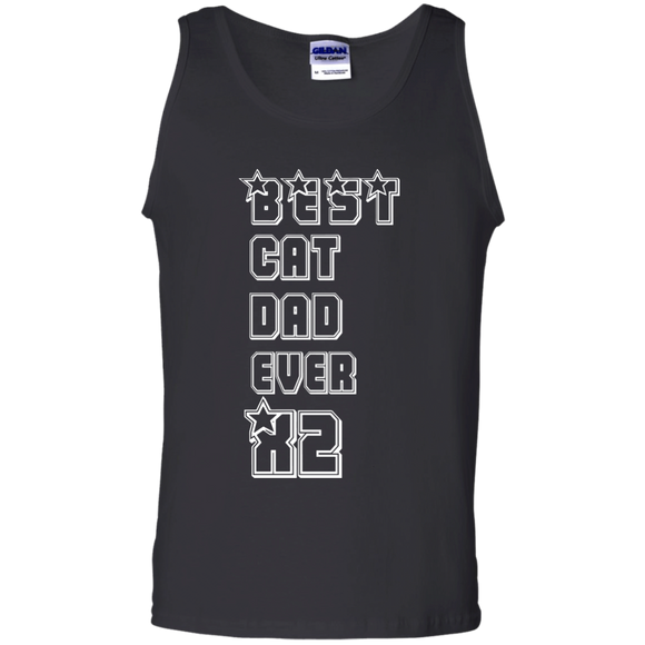 Best Cat Dad Ever X2 Funny - Gift For Father's Day Tank Top - TEEEVER - Black / S- Sleeveless -TeeEver.com