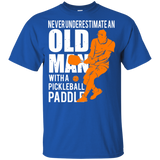 Mens Never Underestimate Old Man with Pickleball Paddle Youth Tshirt/LS/Sweatshirt/Hoodie