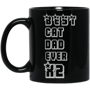 Best Cat Dad Ever X2 Funny - Gift For Father's Day - Mug - TEEEVER - Black 11 oz. Mug / Black / One Size- Apparel -TeeEver.com