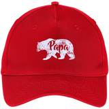Men's Papa Bear - Awesome Camping Father's - Five Panel Twill Cap - Red / One Size- Hats -TeeEver.com