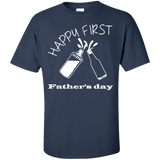 happy-first-father's-day Custom Ultra Cotton T-Shirt - Navy / S- Short Sleeve -TeeEver.com