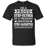 Men's Proud Step-Father of Awesome Step-Daughter Fathers Day T-Shirt - TEEEVER - Black / S- Short Sleeve -TeeEver.com