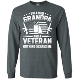 I'm A Dad Grandpa Veteran Father's Day LS T-Shirt - Dark Heather / Small- T-Shirts -TeeEver.com