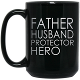 father's day - Father Husband Protector Hero - Mug - TEEEVER - Black 15 oz. Mug / Black / One Size- Apparel -TeeEver.com