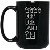 Best Cat Dad Ever X2 Funny - Gift For Father's Day - Mug - TEEEVER - Black 15 oz. Mug / Black / One Size- Apparel -TeeEver.com