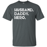 Men's Husband daddy hero - gift dad or husband father's day T-Shirt - TEEEVER - Dark Heather / S- Short Sleeve -TeeEver.com