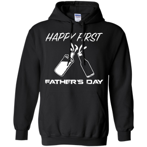 Happy first fatherday, father's day gift - Hoodie - TEEEVER - Black / S- Hoodies -TeeEver.com