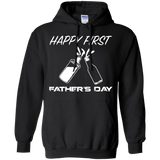 Happy first fatherday, father's day gift - Hoodie - TEEEVER - Black / S- Hoodies -TeeEver.com