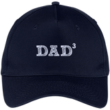 Men's Dad3 Three Kids Father's Day Father of Three - Five Panel Twill Cap - Navy / One Size- Hats -TeeEver.com