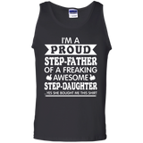 Men's Proud Step-Father of Awesome Step-Daughter Fathers Day Tank Top - TEEEVER - Black / S- Sleeveless -TeeEver.com