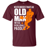 Mens Never Underestimate Old Man with Pickleball Paddle Youth Tshirt/LS/Sweatshirt/Hoodie