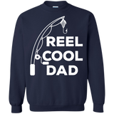 Mens Reel Cool Dad - Fishing Daddy Father's Day Gift - LS, Hoodie, Sweatshirt - TEEEVER - G180 Gildan Crewneck Pullover Sweatshirt 8 oz. / Navy / S- Apparel -TeeEver.com