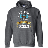 Proud Dad of Two Awesome Girls Father's Day - Daddy Hoodie - TEEEVER - Dark Heather / S- Hoodies -TeeEver.com