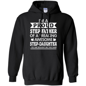 Men's Proud Step-Father of Awesome Step-Daughter Fathers Day Hoodie - TEEEVER - Black / S- Hoodies -TeeEver.com