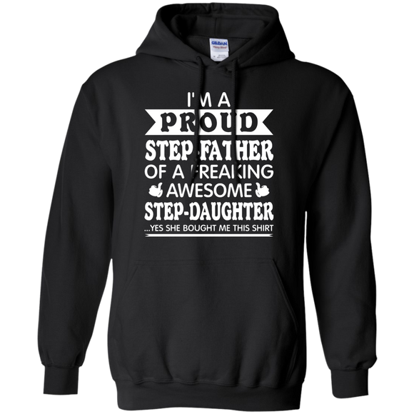 Men's Proud Step-Father of Awesome Step-Daughter Fathers Day Hoodie - TEEEVER - Black / S- Hoodies -TeeEver.com