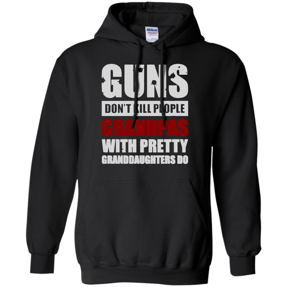 Guns Don't Kill Grandpas With Pretty Granddaughters Do Fathers Day Gift Hoodie - TEEEVER - Black / S- Hoodies -TeeEver.com